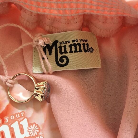 Show Me Your MuMu Hacienda Cold Shoulder Maxi Dress Rose Bud Chiffon Size Small - Picture 9 of 10